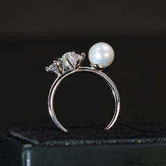 Pearl & Sparkle Trio Ring
