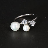 Pearl & Sparkle Trio Ring