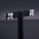 Baguette Cut Cluster Flower Earrings