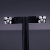 Baguette Cut Cluster Flower Earrings