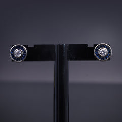 Elegant Round Sapphire Look stud earrings