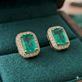 Vintage Green Halo Studs
