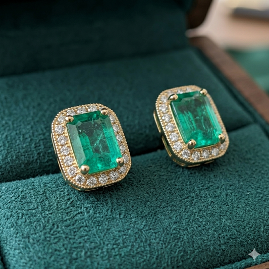 Vintage Green Halo Studs