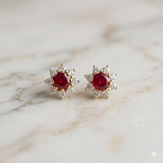 Red Sunburst Studs