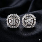 Round And Baguette Cut Stones Studs