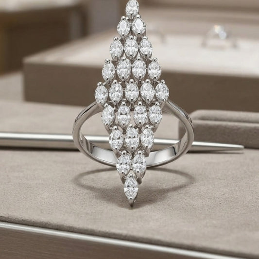 Marquis Cluster Shield Ring