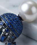 Pearl and Blue Stone Jhumkas
