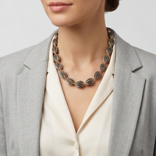 Executive Silver Ellipse Necklace