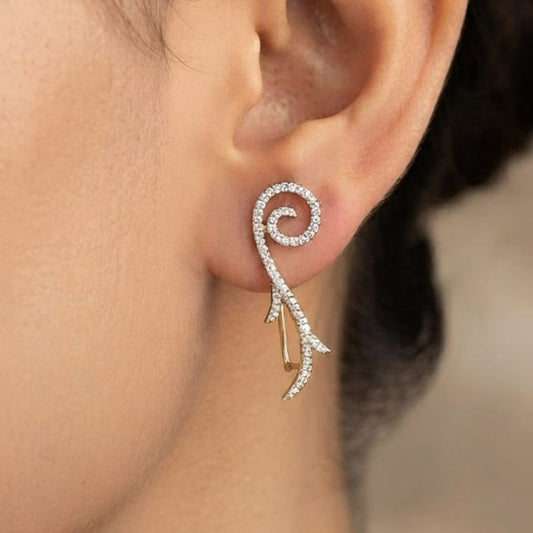 Silver Coral Vine Studs