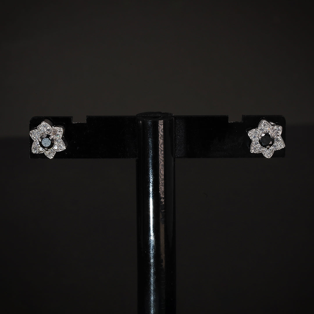 Jet Black Daisy Studs