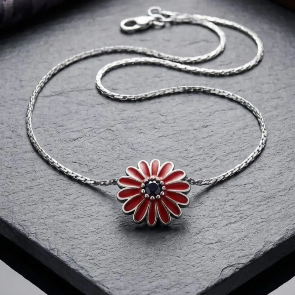 Crimson Daisy Pendant