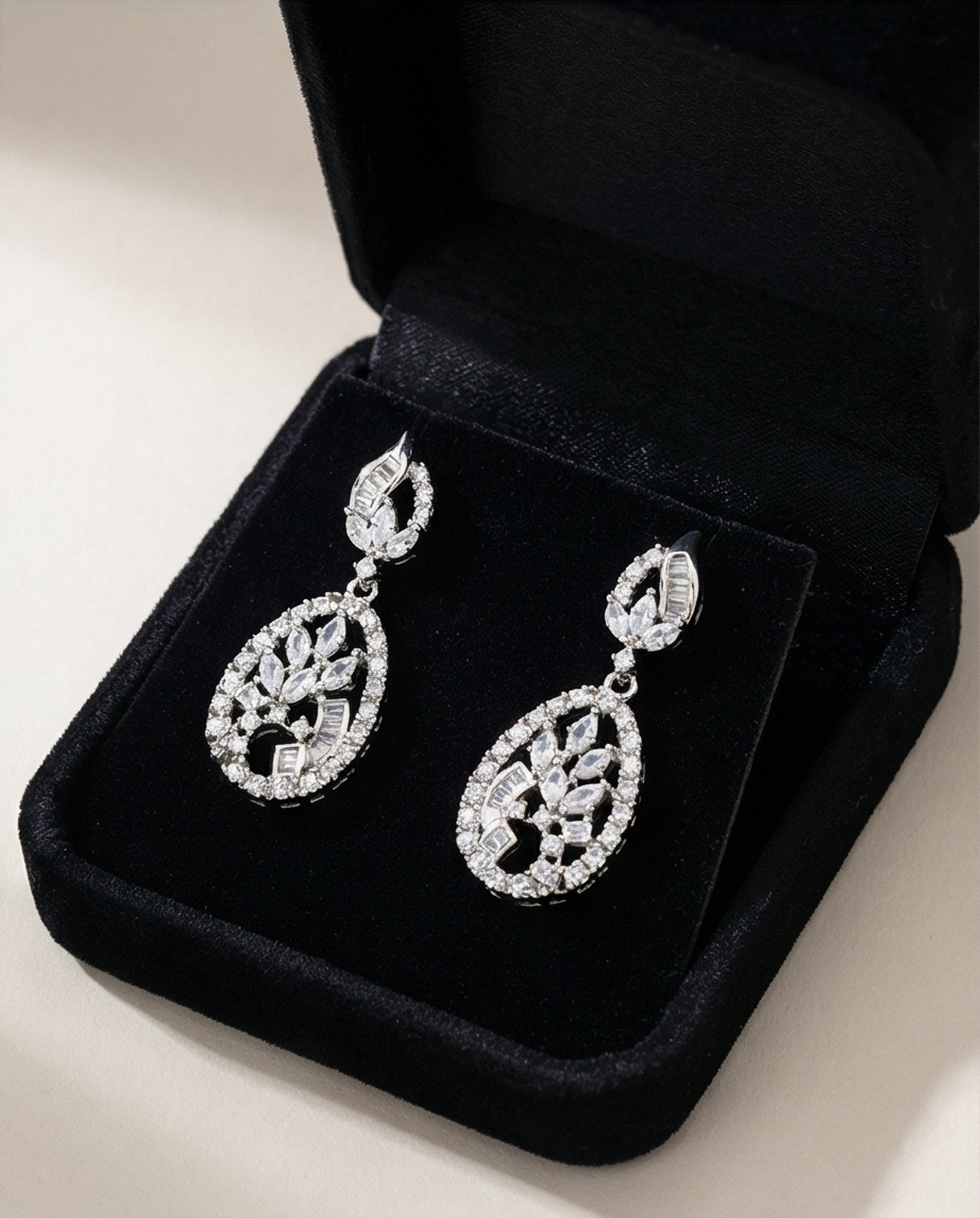 Silver Floral Drops
