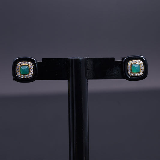 Black Onyx Halo Stud Earrings