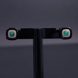 Black Onyx Halo Stud Earrings