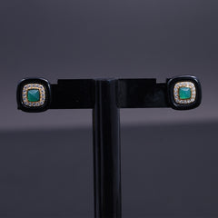 Black Onyx Halo Stud Earrings