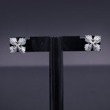 Baguette Cut Cluster Flower Earrings