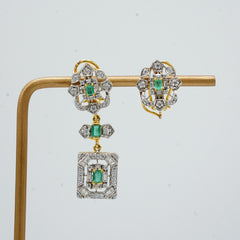 The Geometric Emerald Drop Earrings