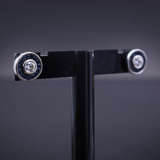 Elegant Round Sapphire Look stud earrings