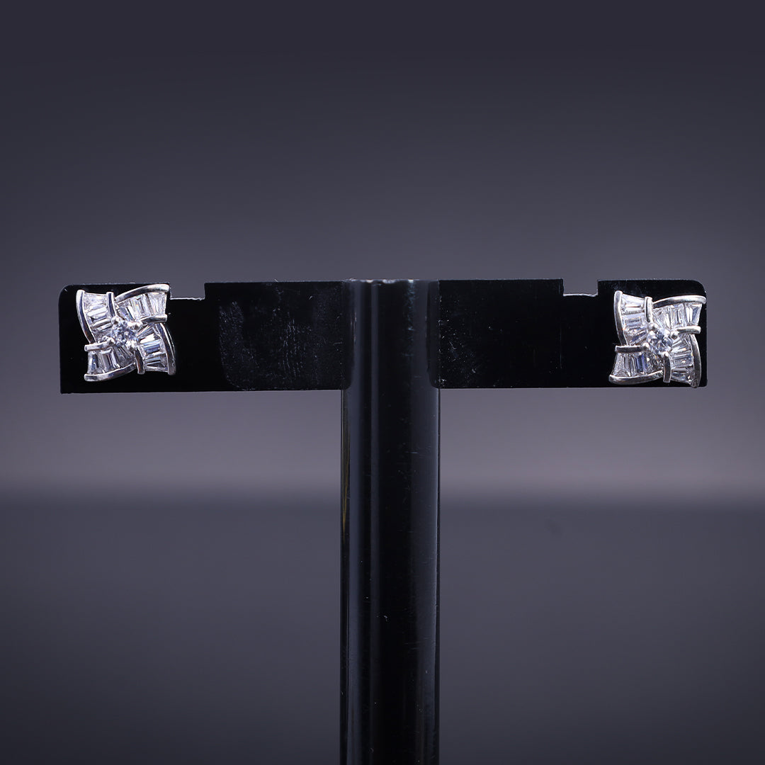 Radiant Baguette Flower Earrings