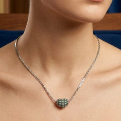 Green Pave Heart Necklace