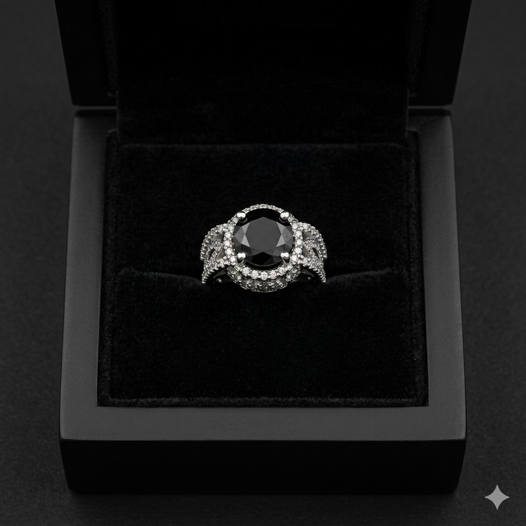 Regal Onyx Filigree Ring