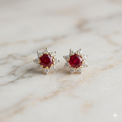 Red Sunburst Studs