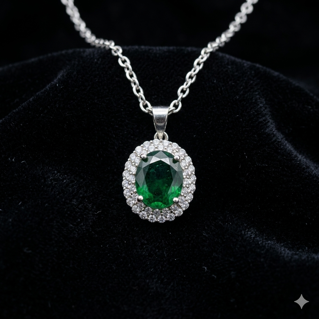 Royal Oval Emerald Pendant