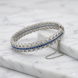 Art Daco Midnight Blue Triple - Row Cuff