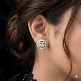 Round And Baguette Cut Stones Studs