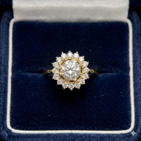 Classic Sunburst Halo Ring