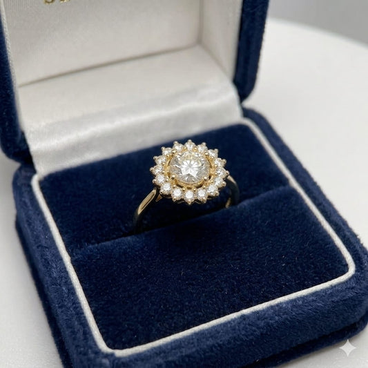 Classic Sunburst Halo Ring
