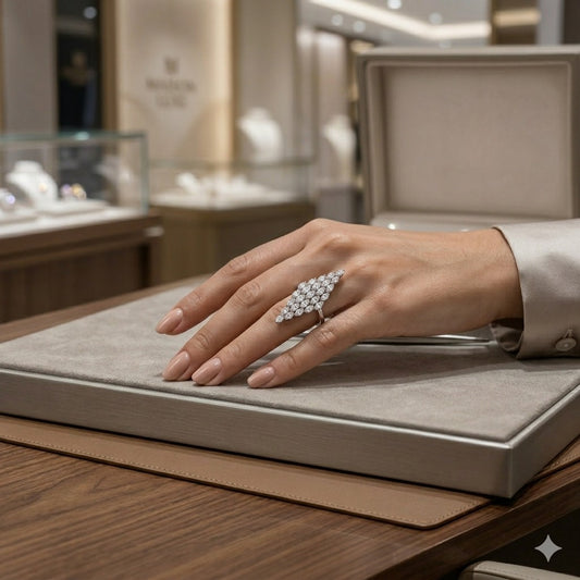 Marquis Cluster Shield Ring