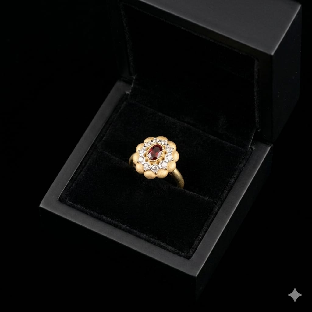 Garnet Bloom Ring