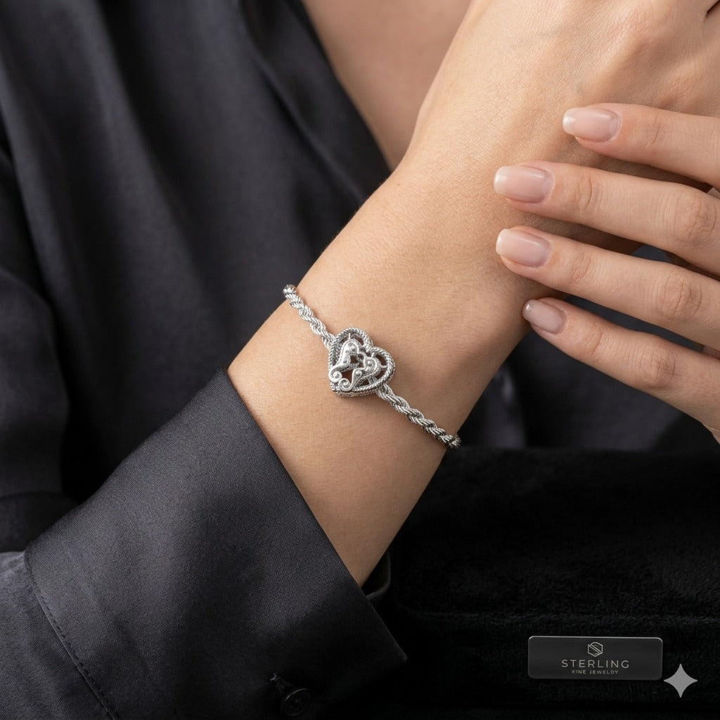 Silver -Tone Heart Bracelet