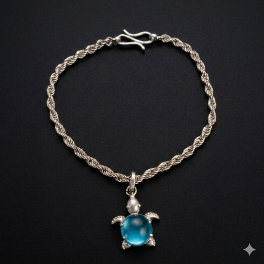 Silver Turtle Charm Bracelet