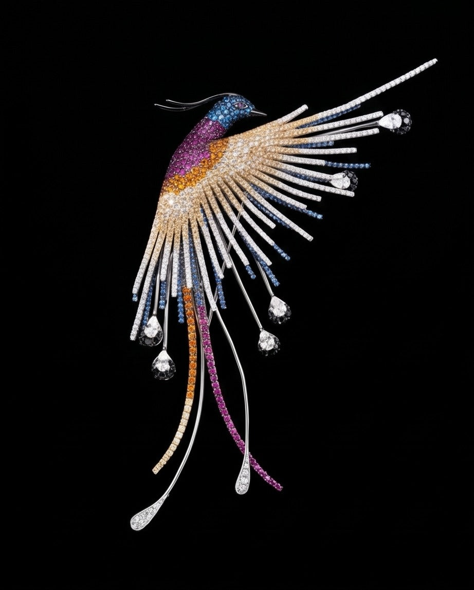 Phoenix bird brooch