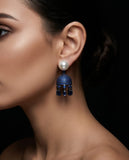 Pearl and Blue Stone Jhumkas