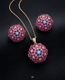 Royal Orb Floral Mosaic Pendant Set (