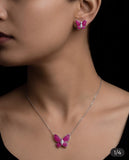 Magenta Butterfly Zircon Jewelry Set