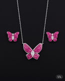Magenta Butterfly Zircon Jewelry Set