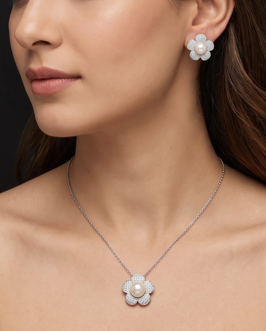 Blossom Pearl & Zircon Jewelry Set