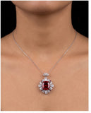Royal Ruby Bloom Pendant & Earrings Set
