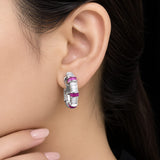 Crimson Glow Hoop Earrings