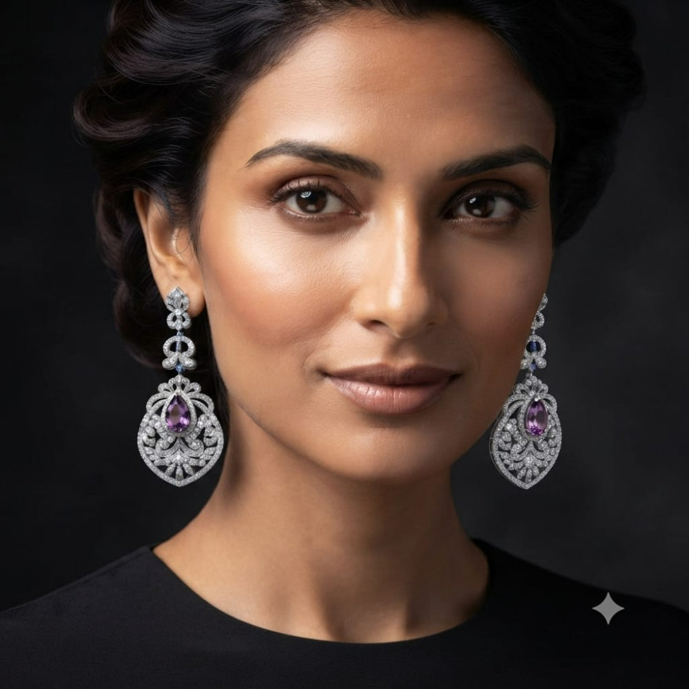 Amethyst Iris Drop Earrings