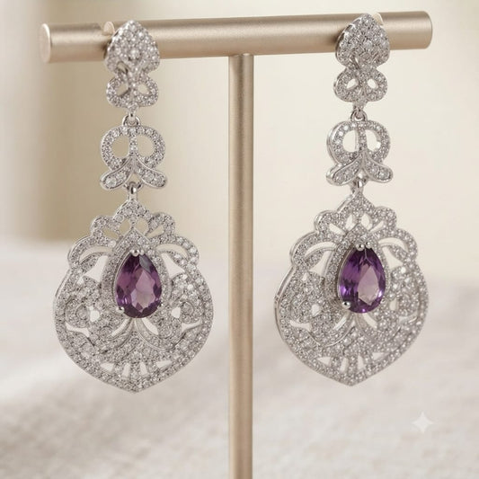 Amethyst Iris Drop Earrings