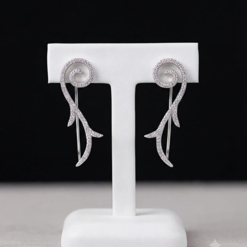 Silver Coral Vine Studs