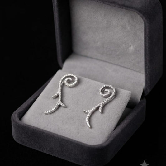 Silver Coral Vine Studs