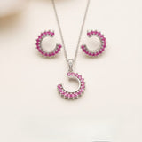 Pink Pendant and Stud Set