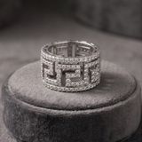 Greek Key Wide Band Ring