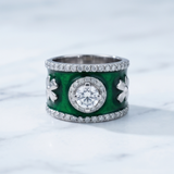 Green Meenakari Clover Band Ring